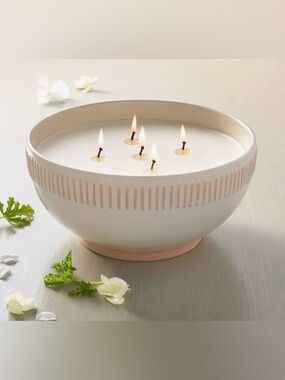 Hearth & Hand Citronella Ceramic Bowl 5-Wick Candle in Soft Cream Tone - NWT